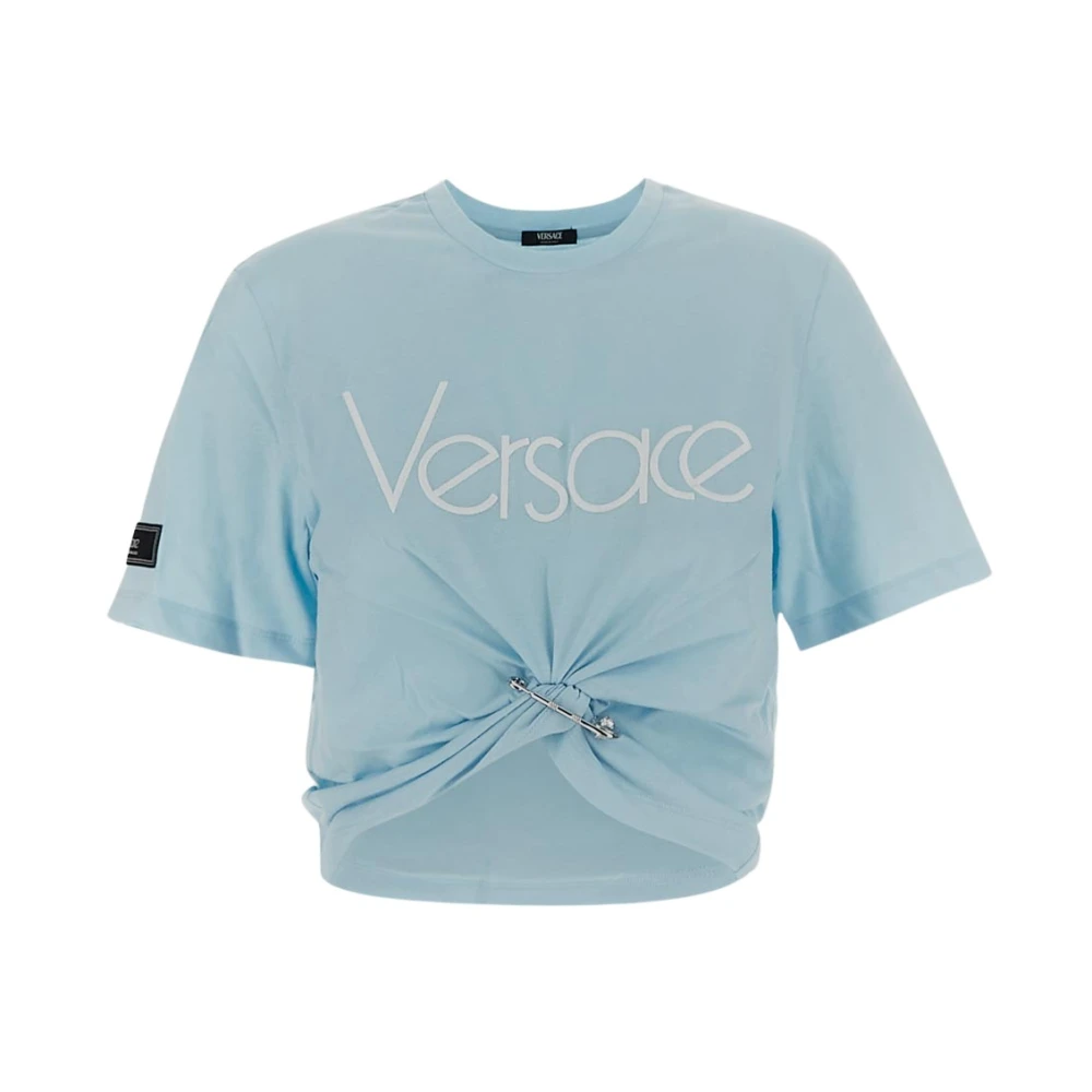 Versace Katoenen T-shirt met korte mouwen Blue Dames