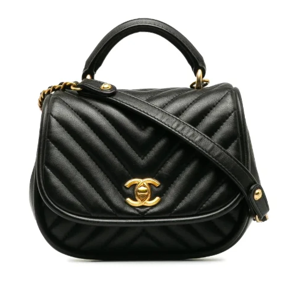 Chanel Vintage Pre-owned Leather crossbody-bags Black Dames