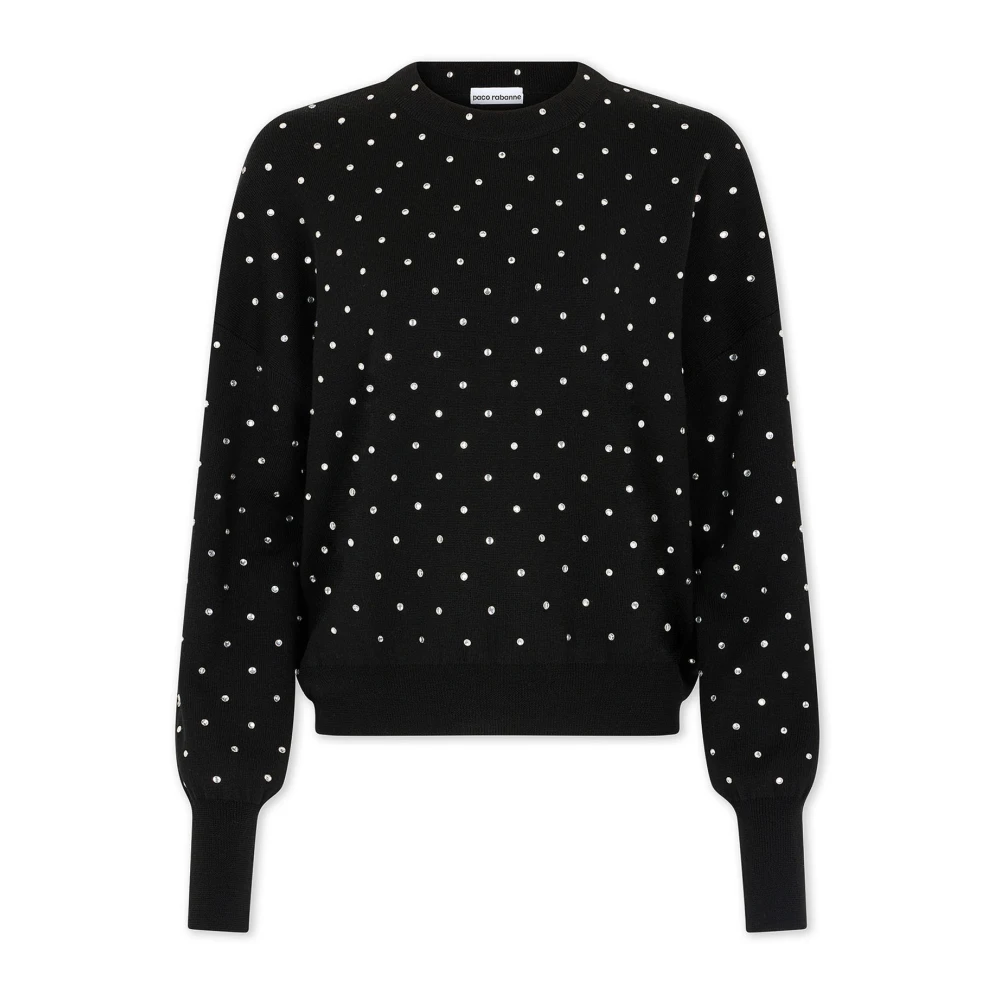 Svart Krystall Strikket Crewneck Genser