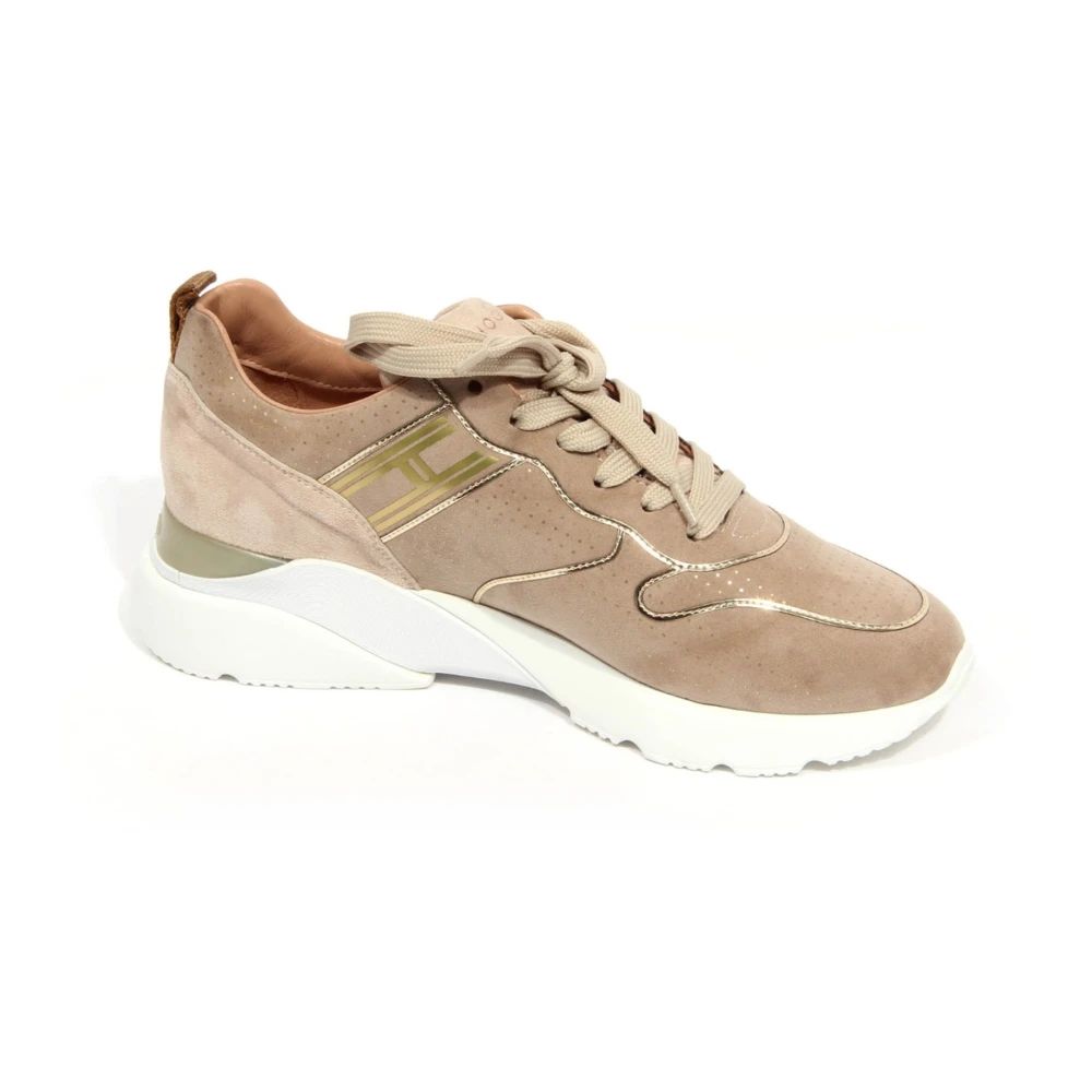 Hogan Active One Suède Schoenen Polka Dames Schoenen Beige