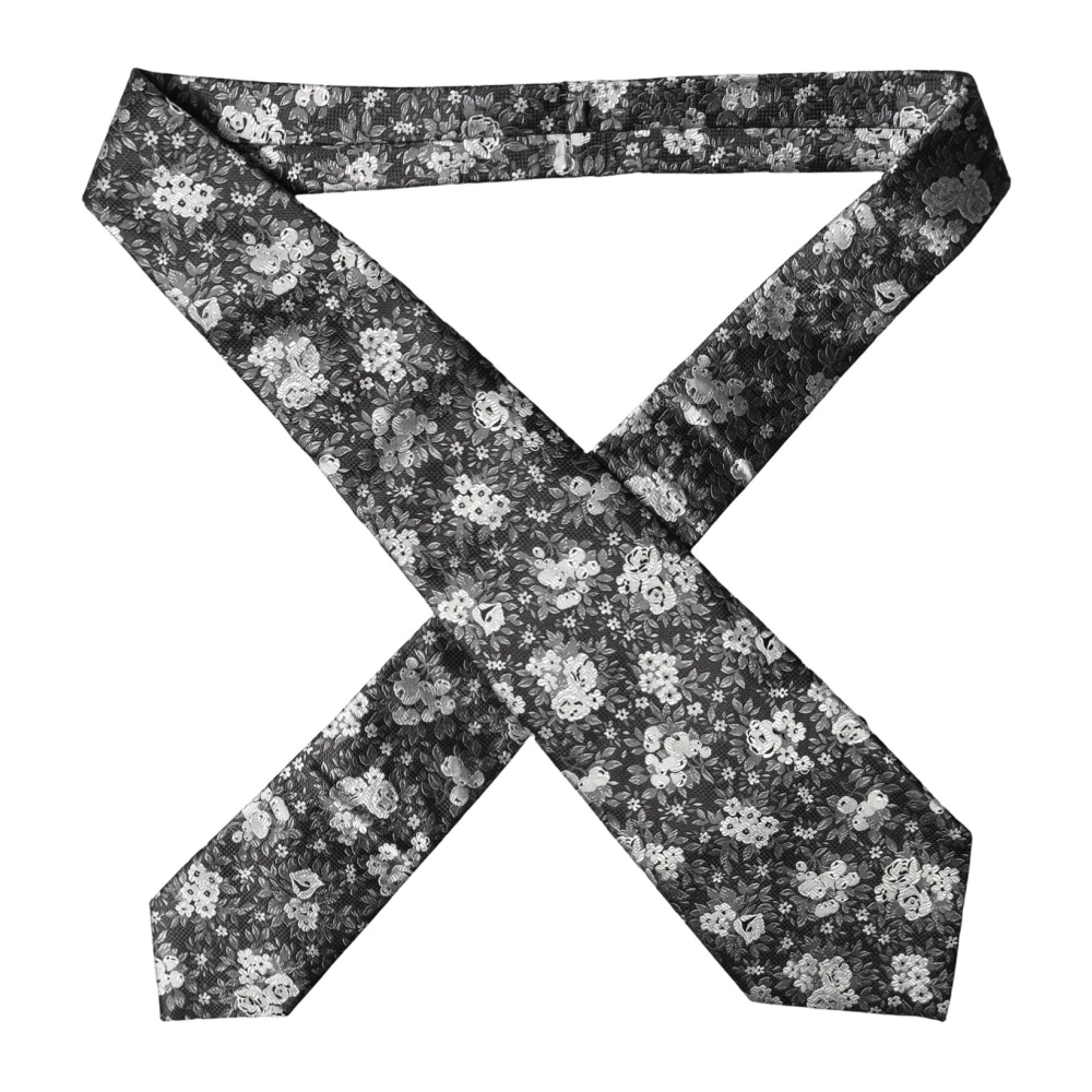 Dolce & Gabbana Floral Silk Adjustable Necktie - Male - Ties - Gray - One Size - Accessories