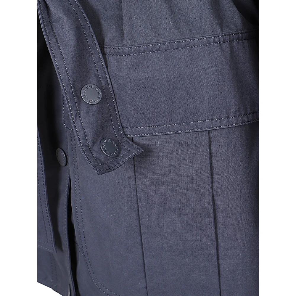 Max Mara Weekend Blauwe Katoen en Nylon Korte Parka Blue Dames