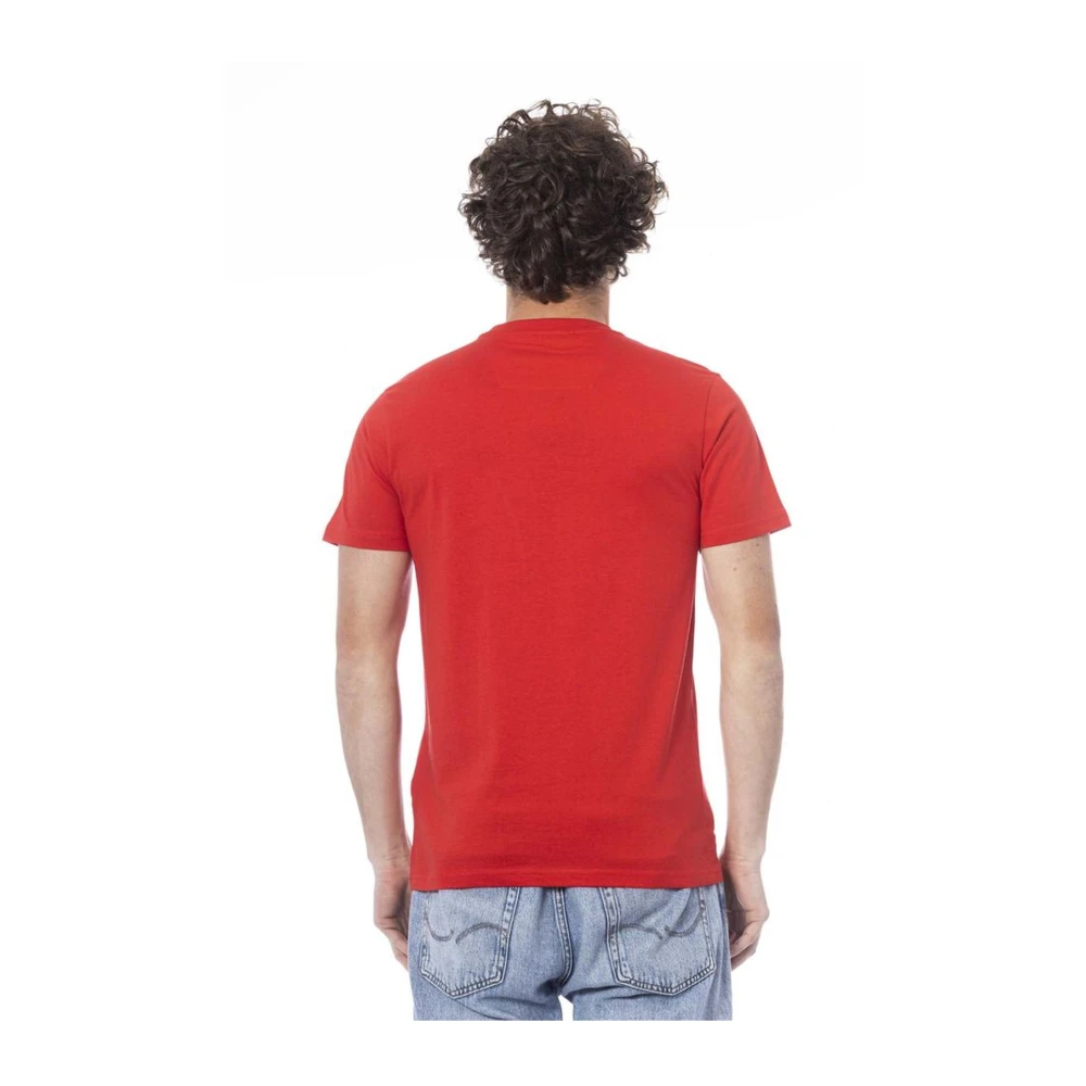 Cavalli Class Rode Logo Katoenen Crewneck T-shirt Red Heren