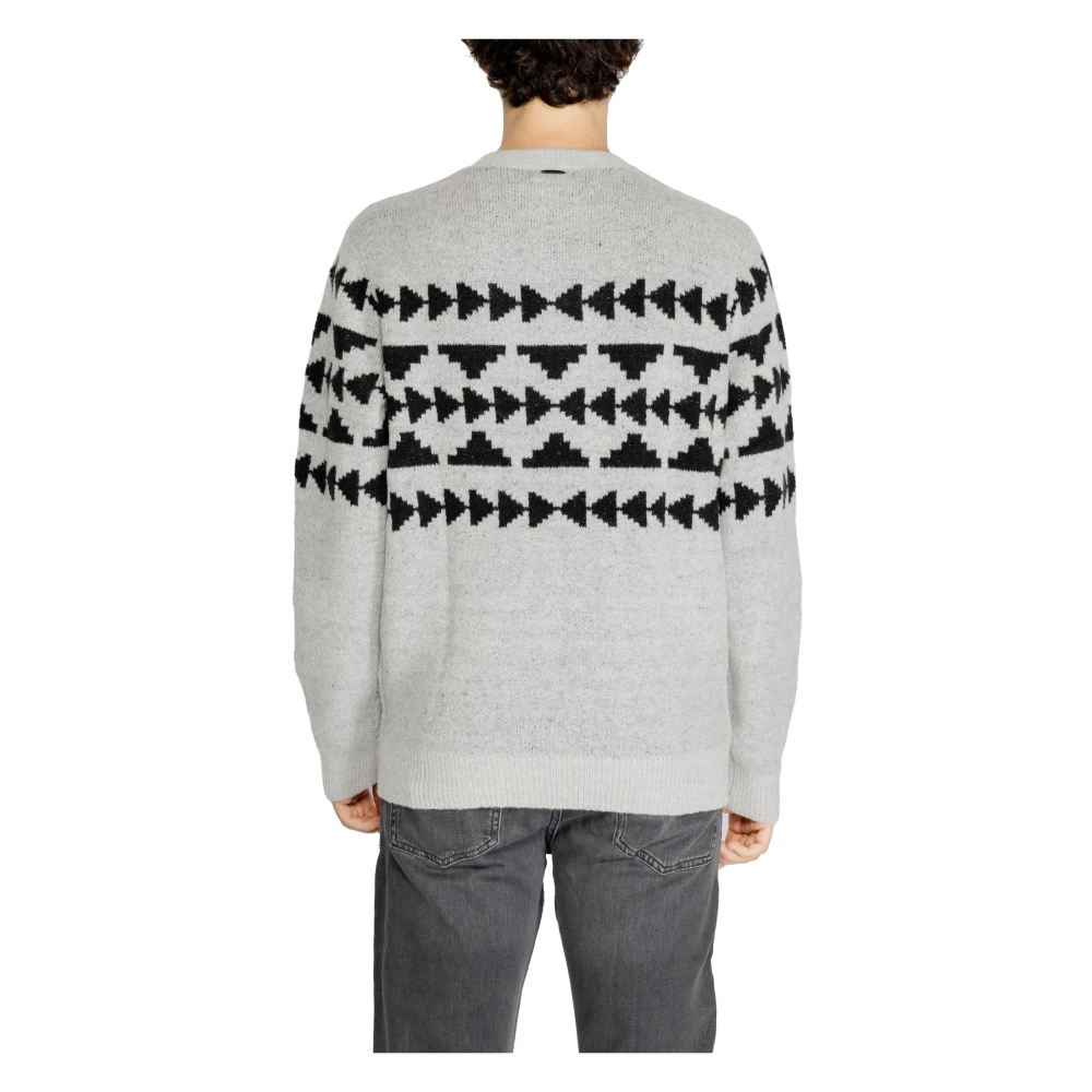 Antony Morato Grijze Geometrische Gebreide Trui Gray Heren