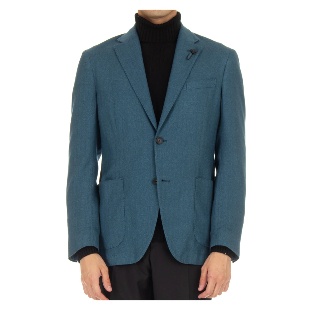 Lardini Men's Blue Deconstructed Slim Fit Blazer - Blazers - M - Jackets