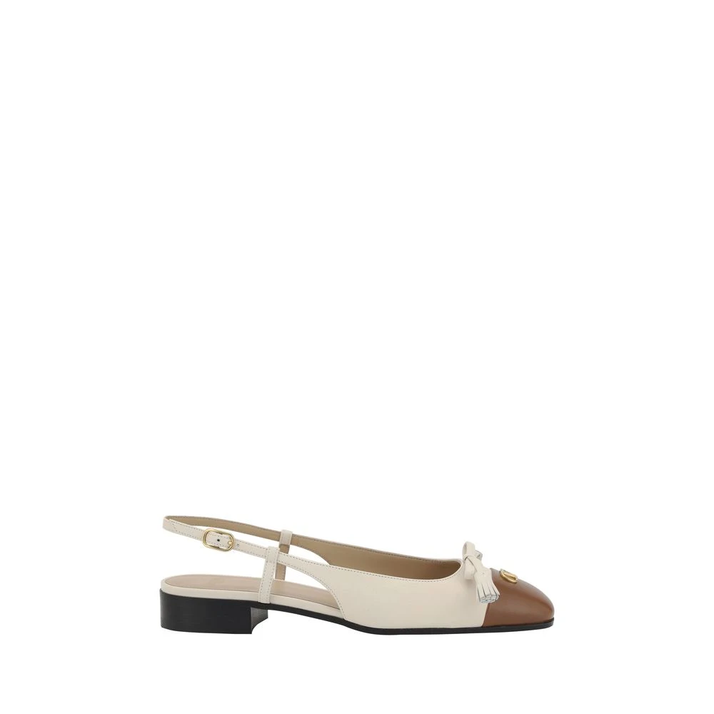 Valentino Garavani Women's Beige Ballerina Shoes, 3 Uk, Slingback Ballerinas With Bow