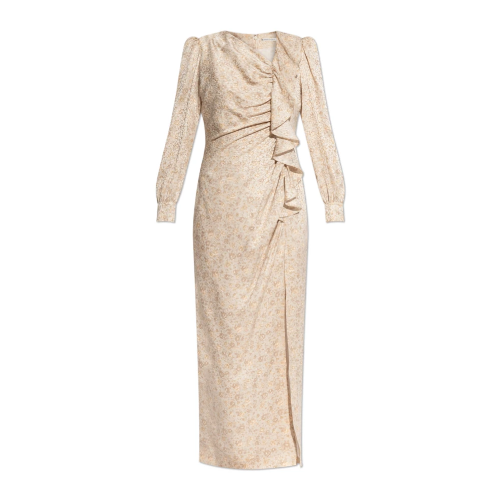 Alessandra Rich , Party Dresses, Female, Beige, S, Silk Dress With A Slit