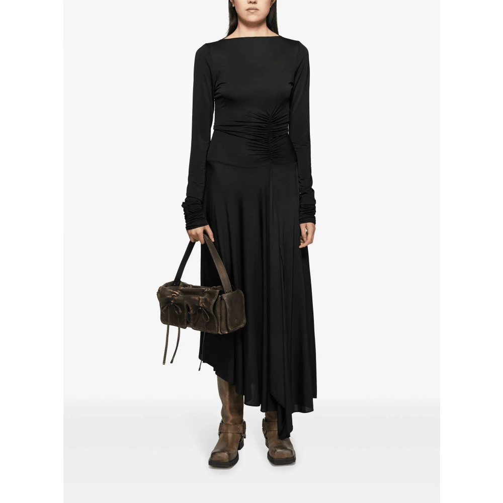 Acne Studios Zwarte Lange Mouw Uitlopende Jurk Black Dames