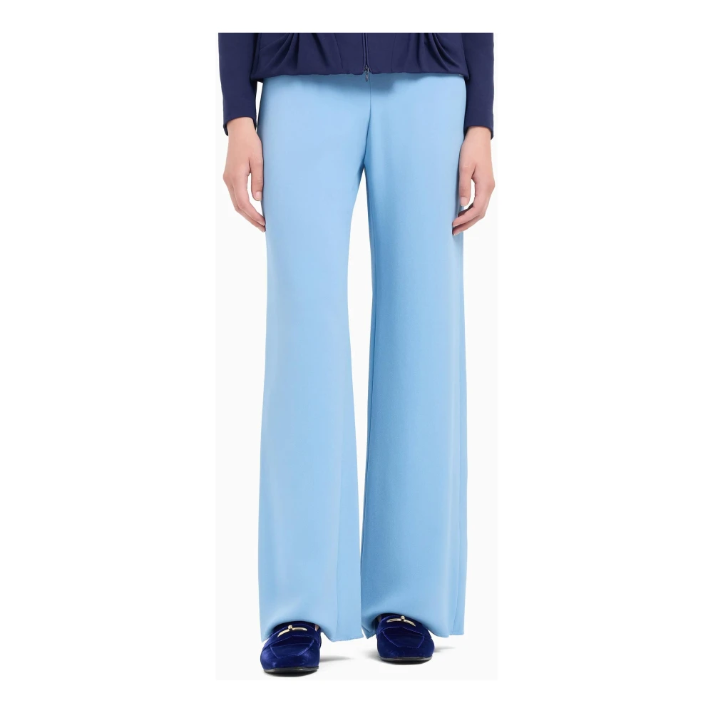 Emporio Armani Palazzo Stijl Rits Sluiting Crepe Broek Blue Dames