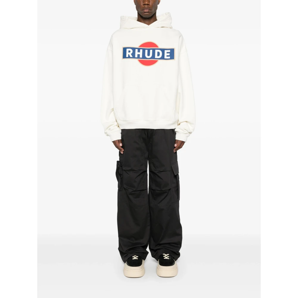 Rhude Vintage Racer Hooded Sweater White Heren