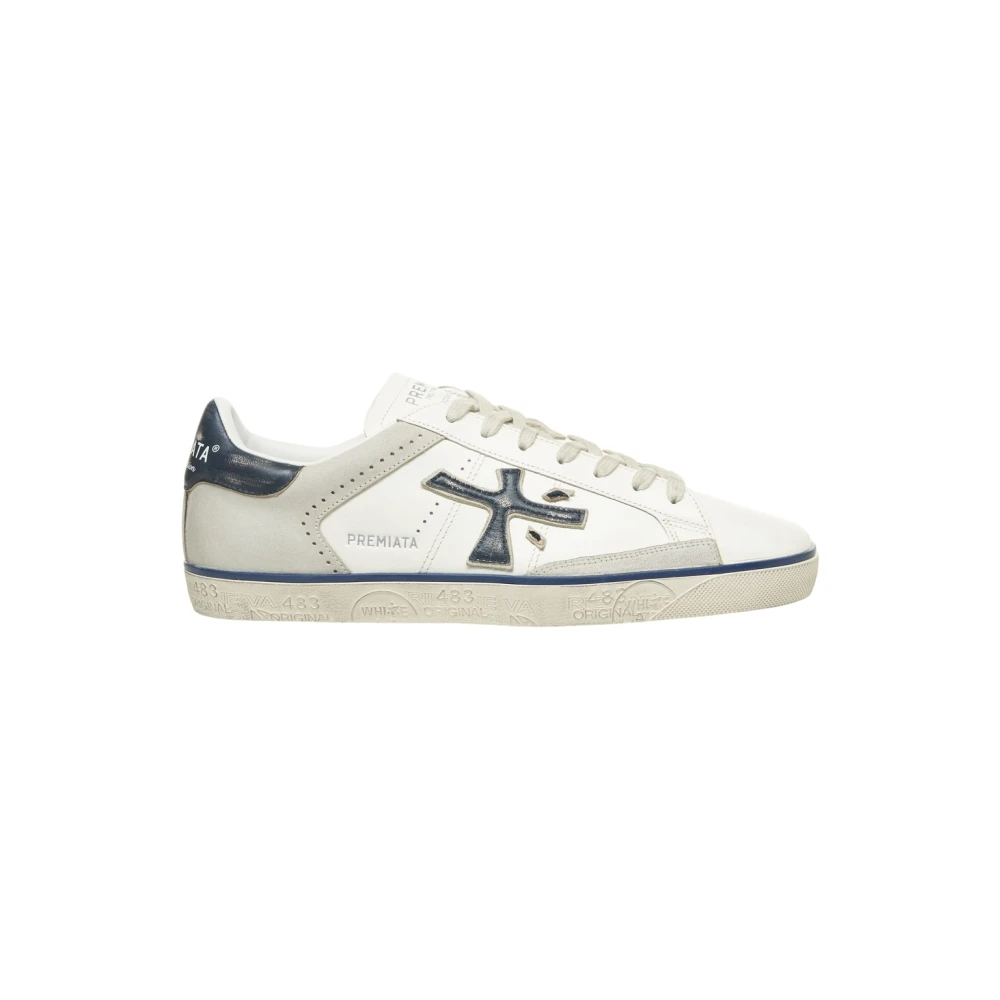 Premiata Men's White Sneakers, 11 Uk, Blue Suede Trainers For