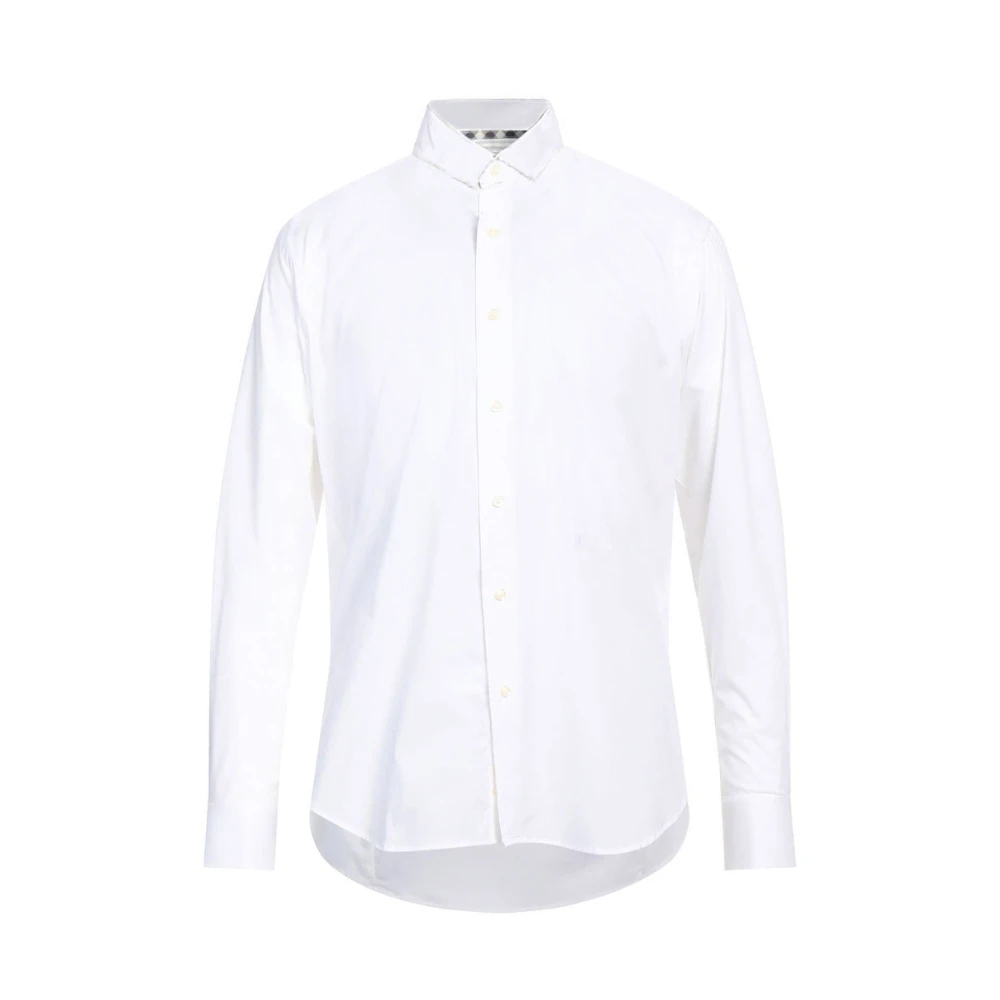 Aquascutum Witte Katoenen Overhemd Regular Fit Geborduurd White Heren