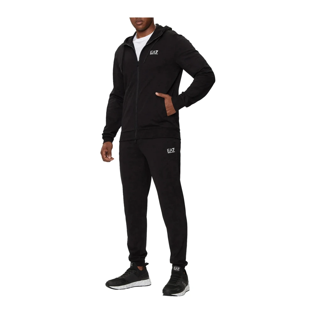 Emporio Armani Ea7 Men's Black Training, Xl, Sporty Core Identity Hooded Jogger Suit