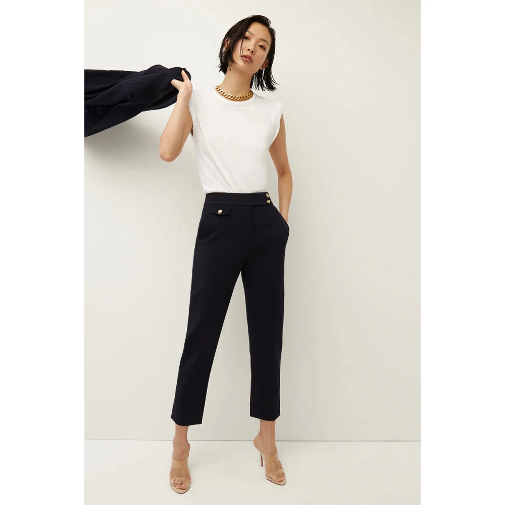 Veronica Beard Navy Slim Renzo Broek Blue Dames