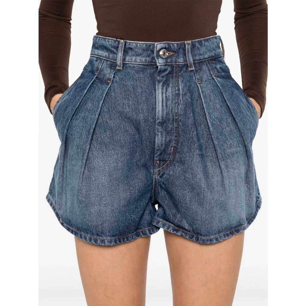 SPORTMAX Blauwe Shorts met Verborgen Rits Blue Dames