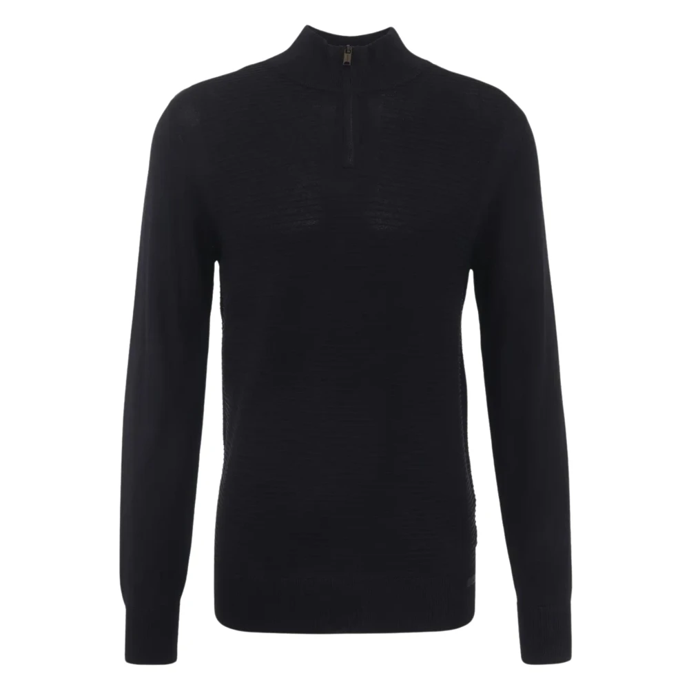 Genti Turtle Zip Sweater Zwart Black Heren