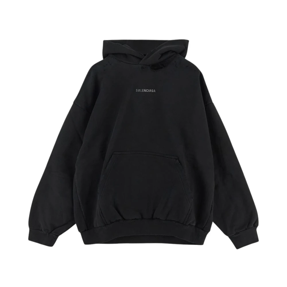 Balenciaga Katoenen Logo Hoodie Black Heren