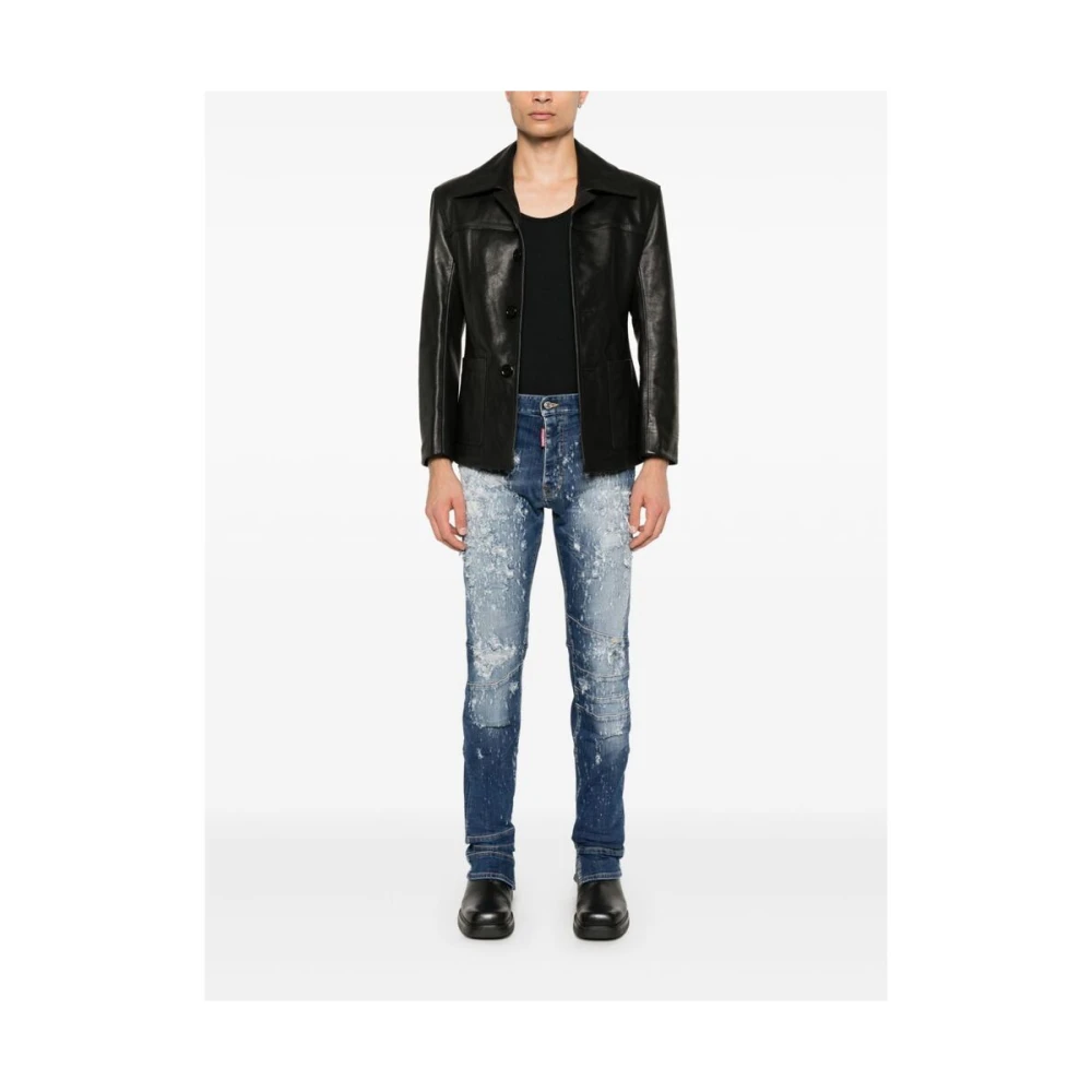 Dsquared2 Indigo Blauwe Distressed Skinny Jeans Blue Heren