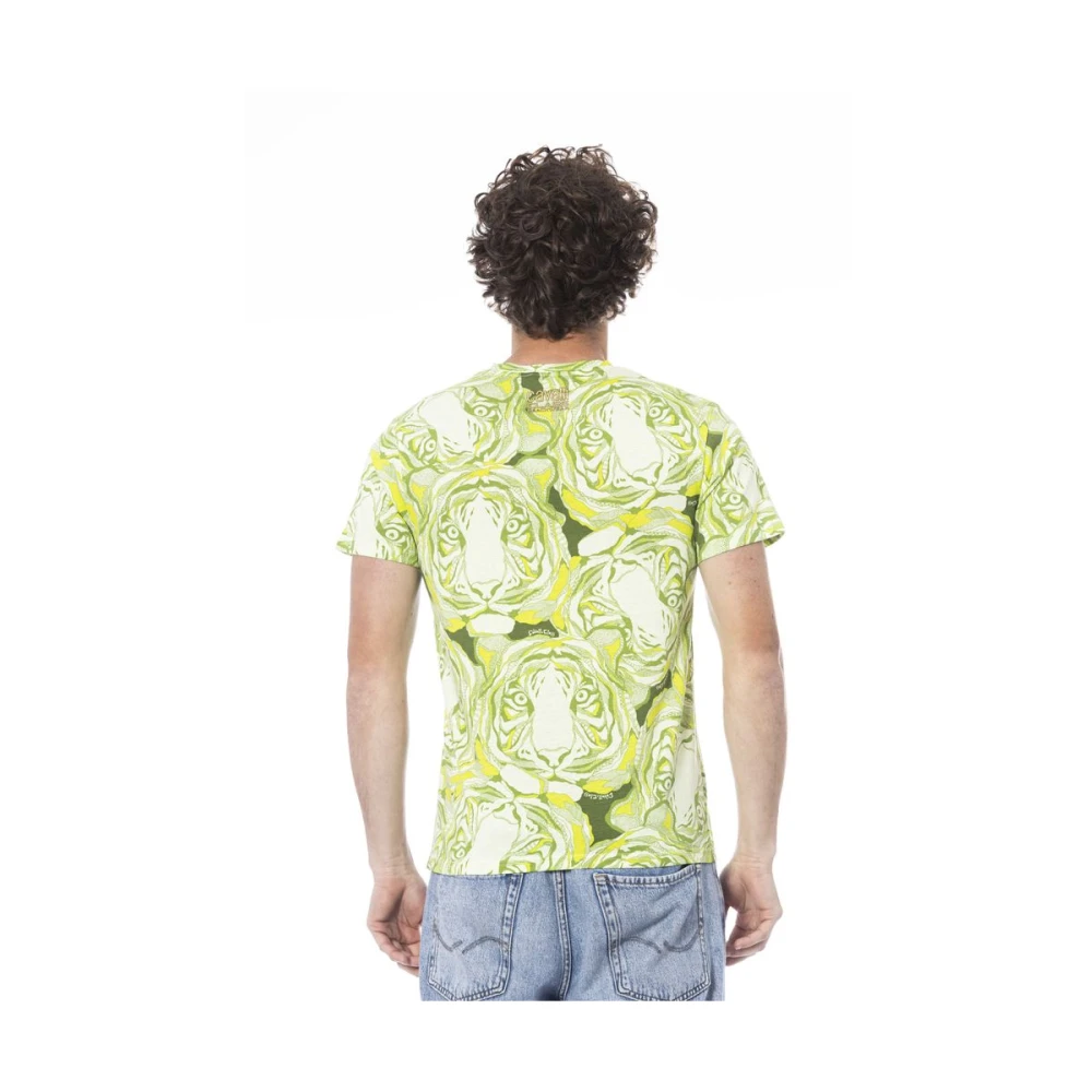 Cavalli Class Fantasy Print T-Shirt Green Heren