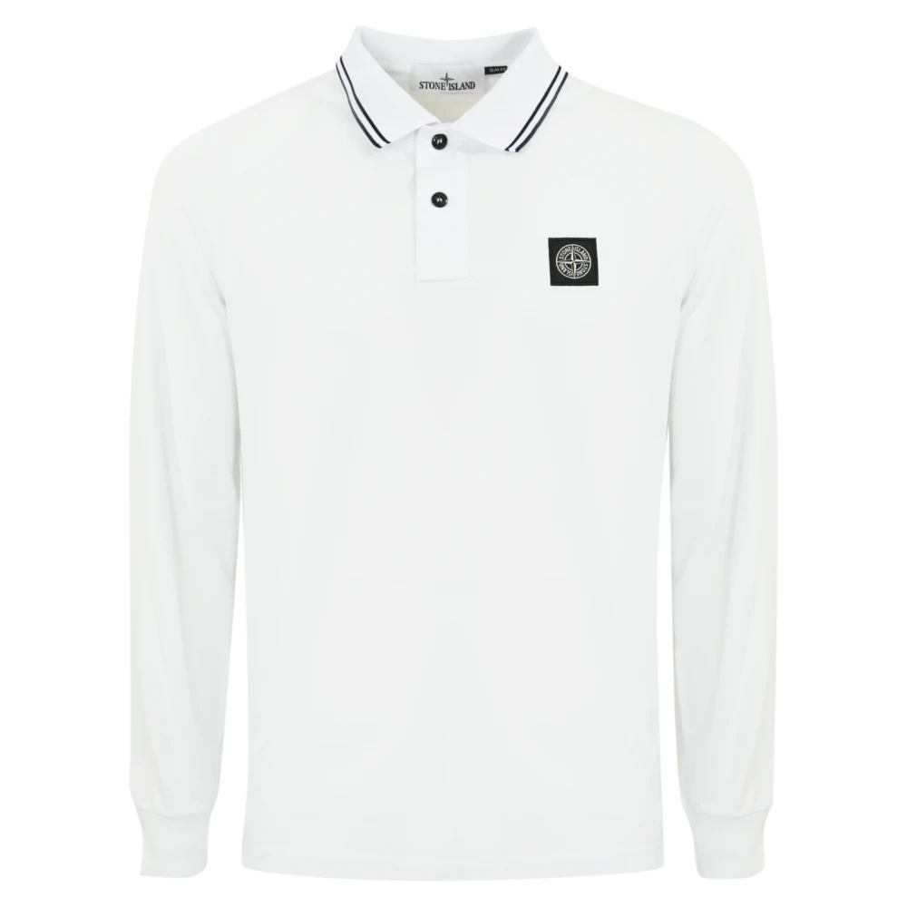 Stone Island Witte Katoenen Polo Lange Mouw White Heren