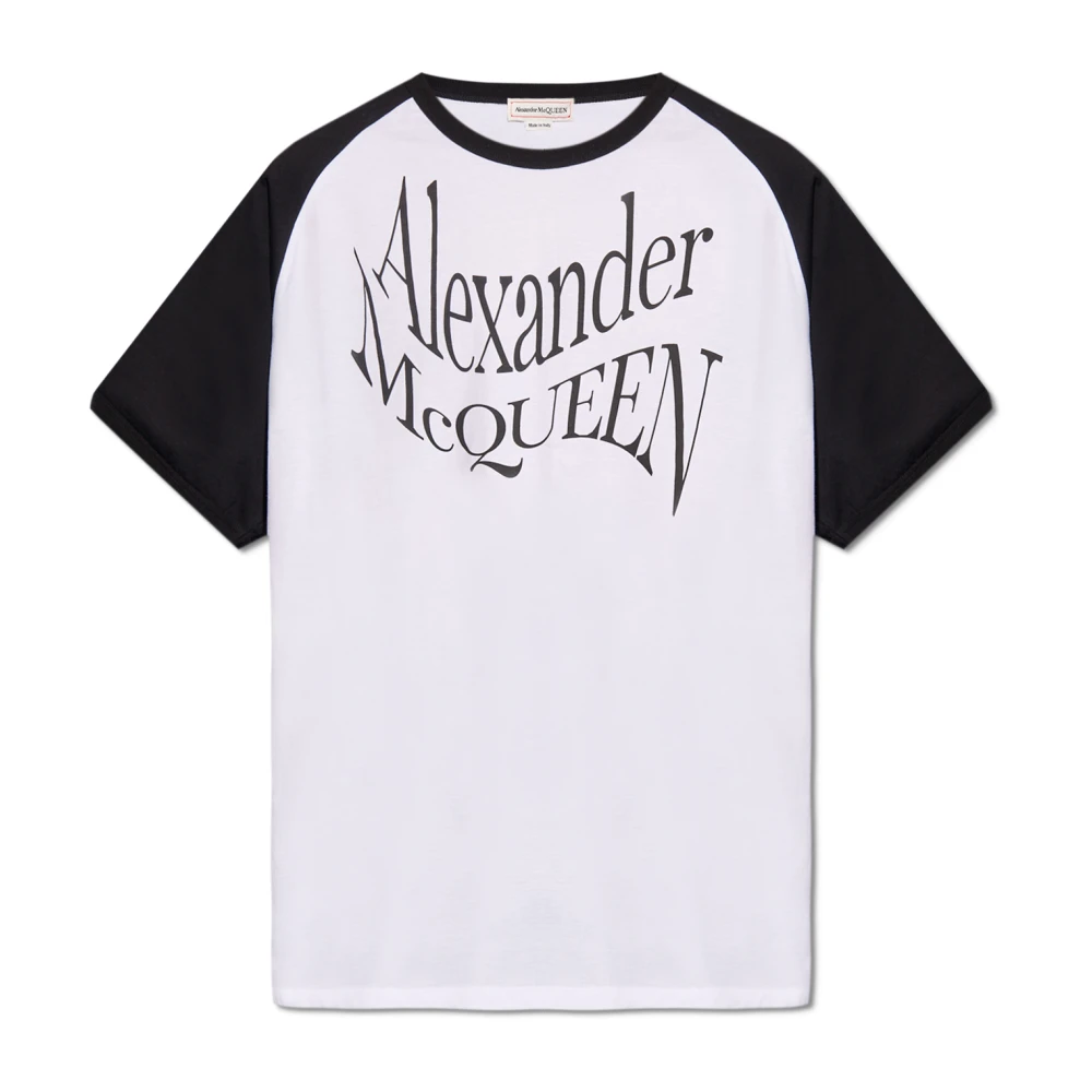 Alexander mcqueen Witte Crew Neck T-shirt met Voorprint White Heren