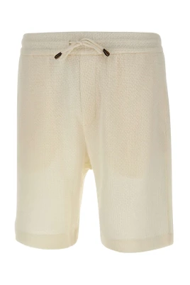 Linne- och bomullsstickade shorts