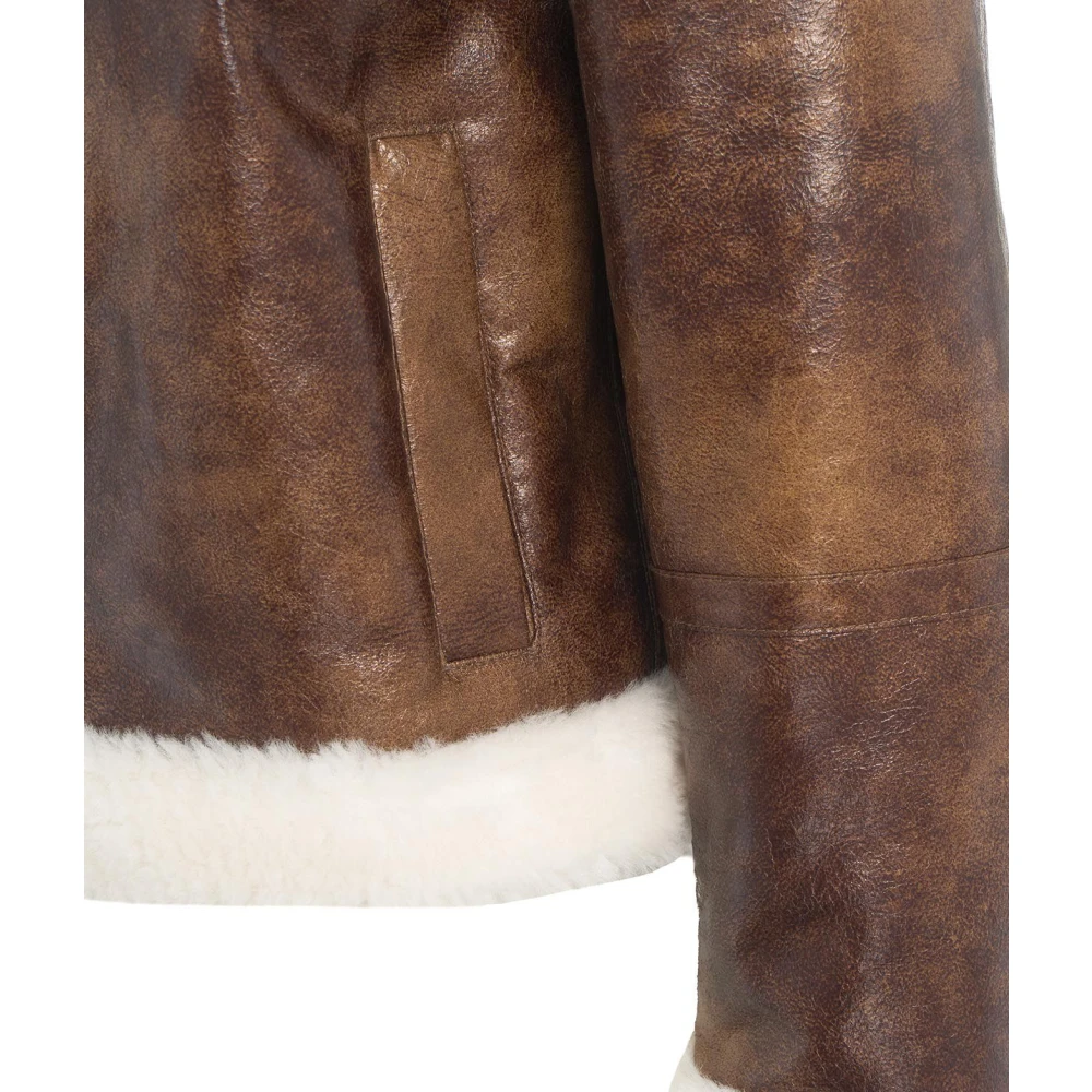 Stand Studio Luxe Faux Fur Shearling Jas Brown Dames