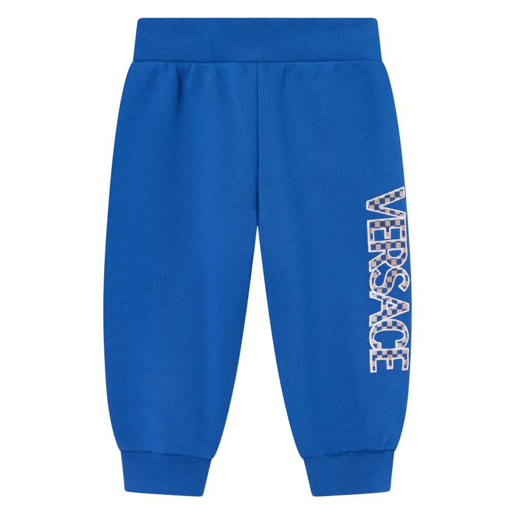 Versace Boys Blue Damier Logo Baby Joggers - Sweatpants - 18 M - Kids