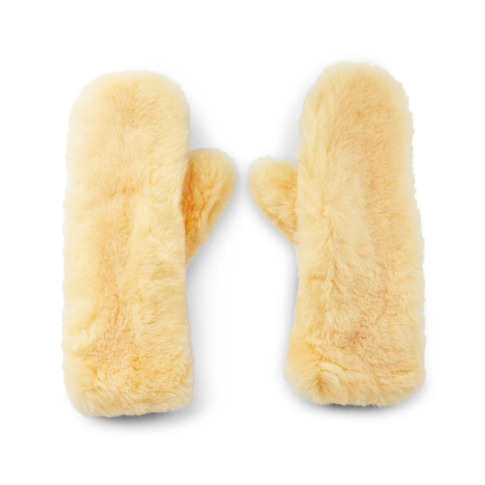 Bottega Veneta Shearling Leren Logo Handschoenen Beige Dames