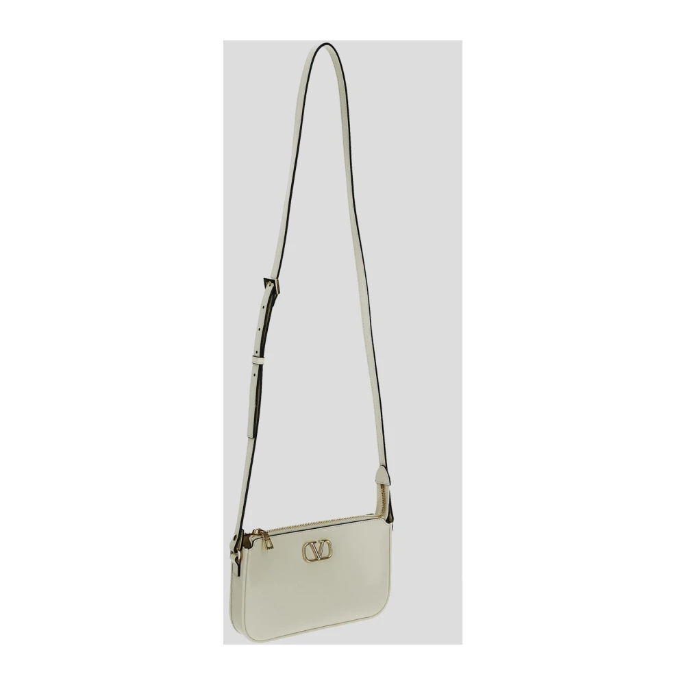 Valentino Garavani Leren Logo Tas Beige Dames