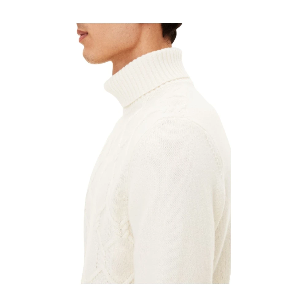 Oscar Jacobson Beige Rollneck Trui Structuur White Heren