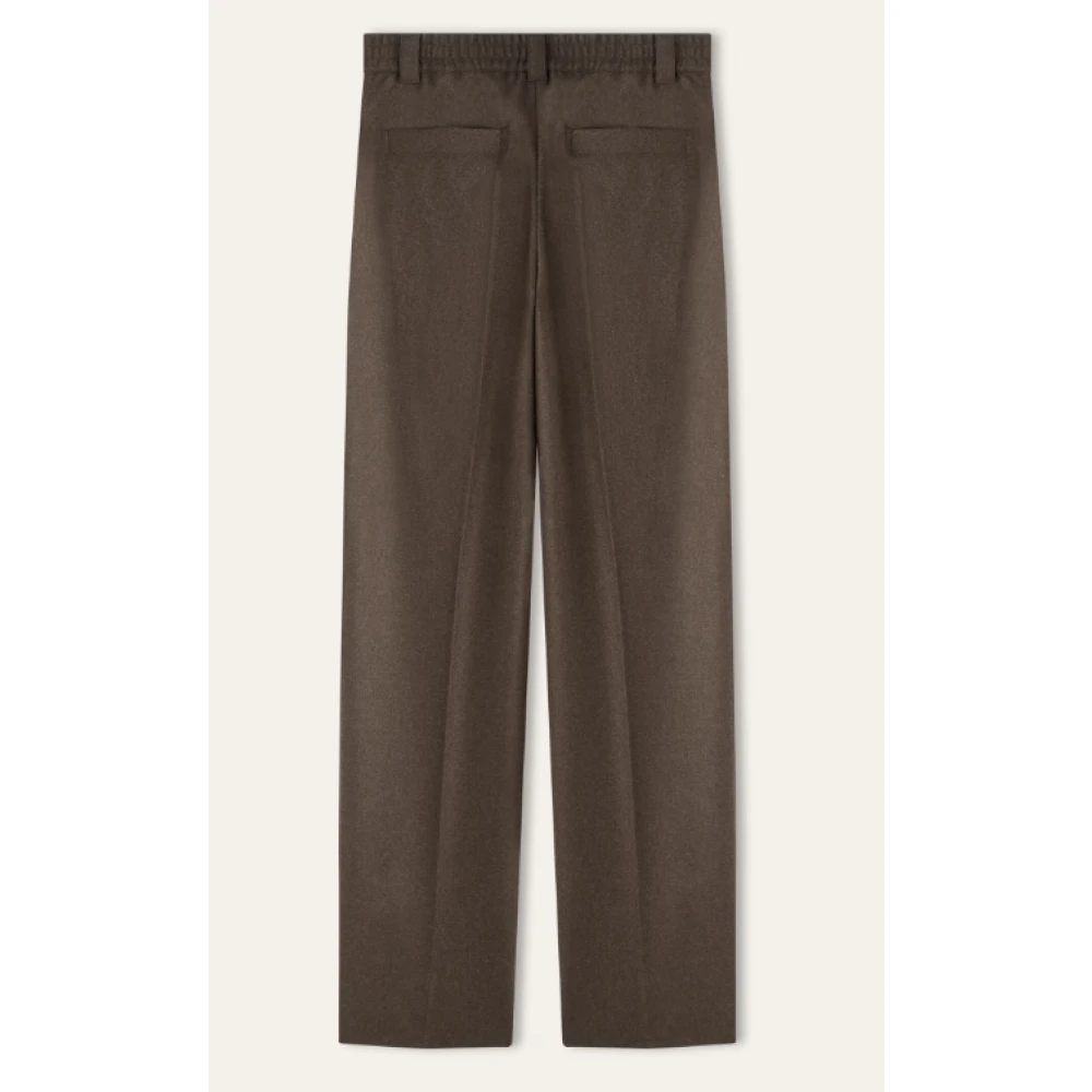 Loro Piana Kasjmier Flanel Hoge Taille Bruine Broek Brown Heren