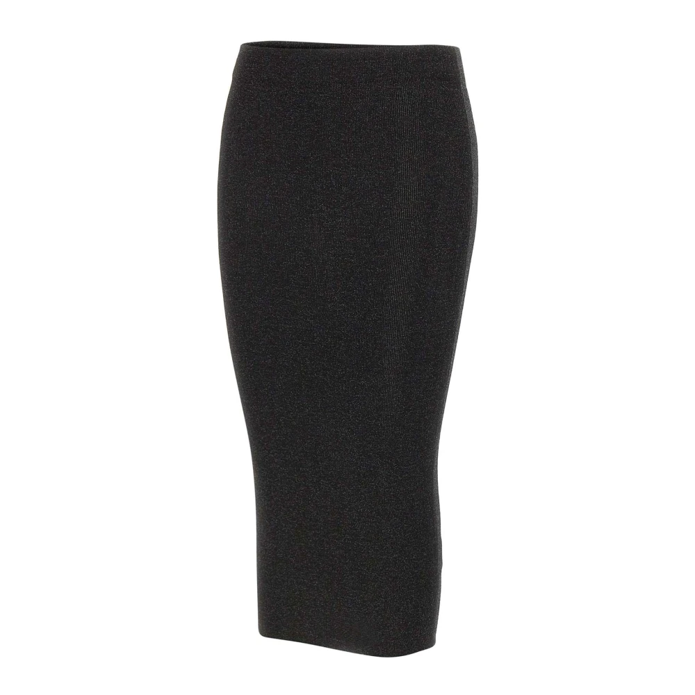 Kangra Black Midi Skirts, Female, S, Knitted Longuette Skirt
