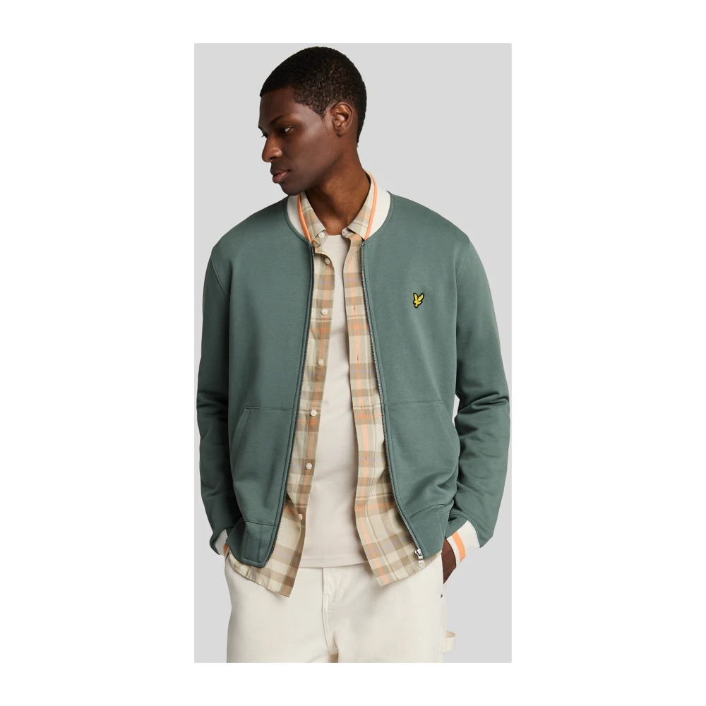 Lyle & Scott Mid Layers Half Tipped Jersey Bomber Green Heren