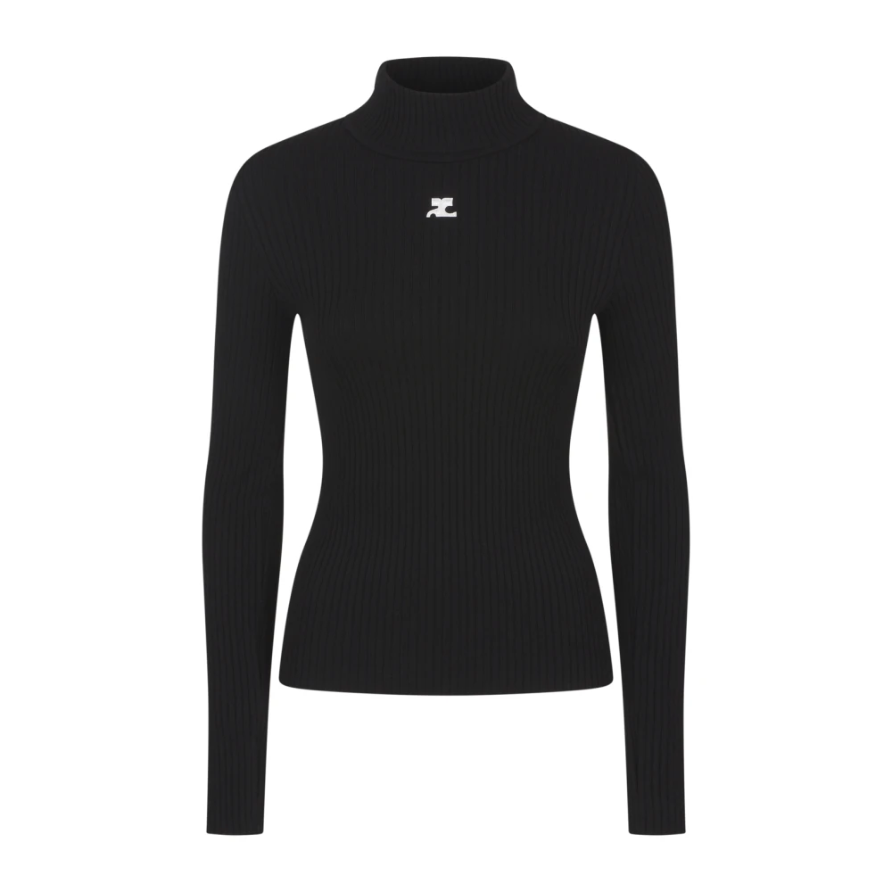Courrèges Zwart Gebreid Trui Shirt Black Dames