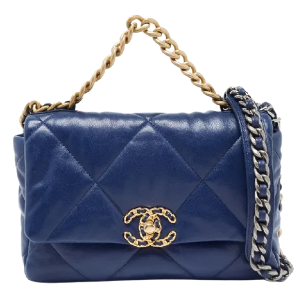 Chanel Vintage Pre-owned Leather chanel-bags Blue Dames