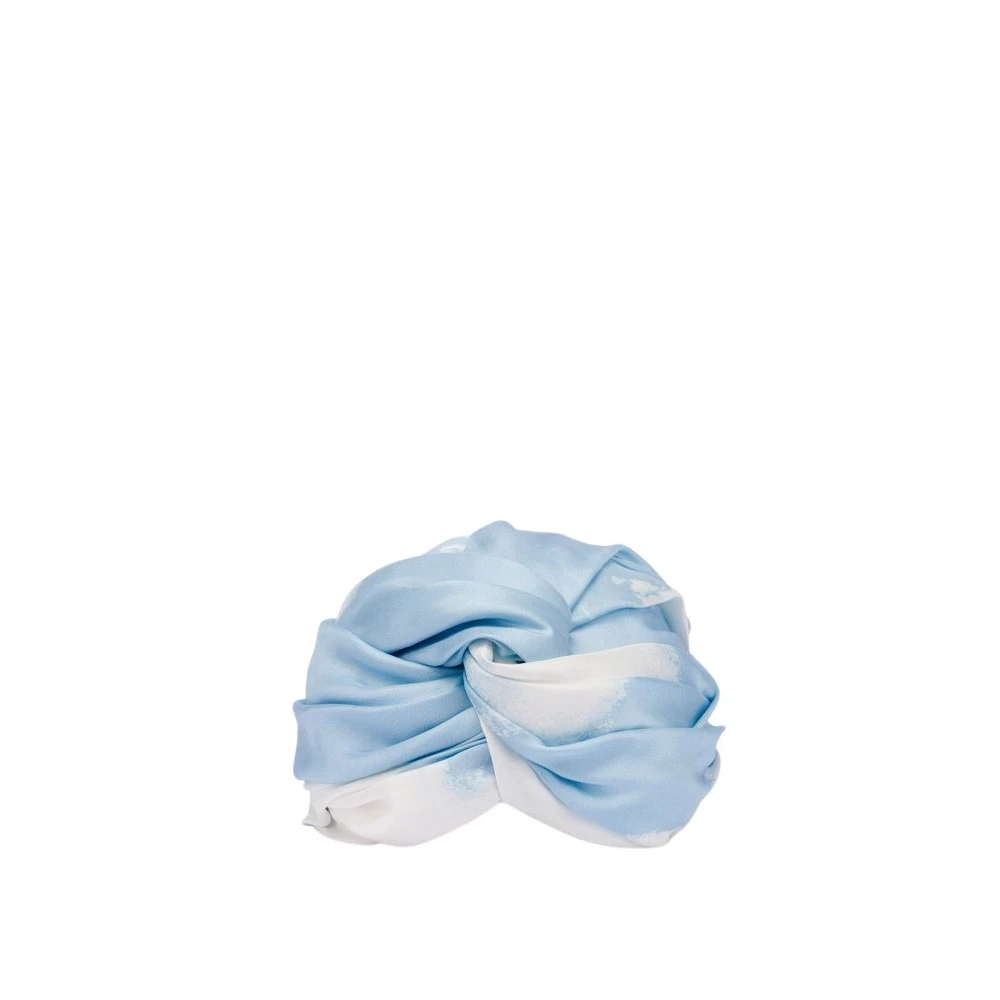 Moschino Women's Blue Silk Twill Turban Archive Clouds