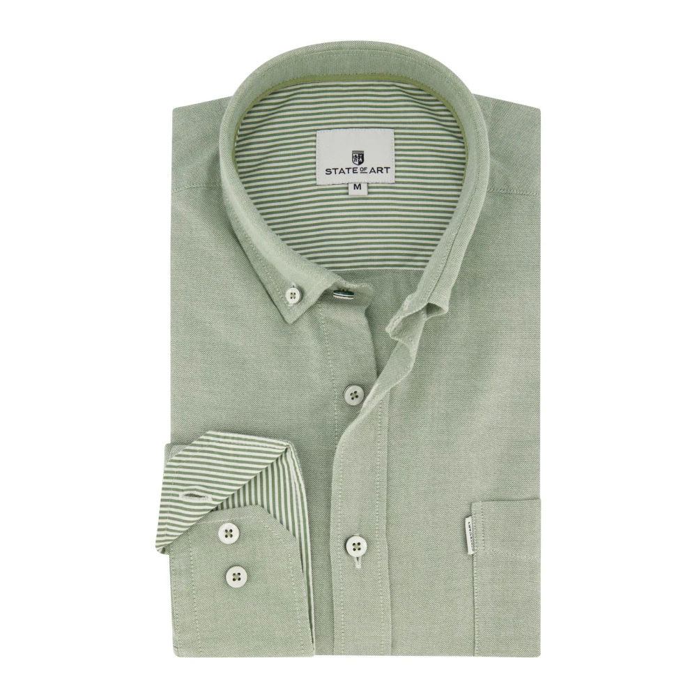 State of Art Casual groen overhemd met lange mouwen Green Heren