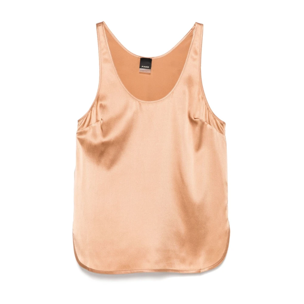 PINKO Brun Ärmlös Topp med Scoop Neck Brown, Dam