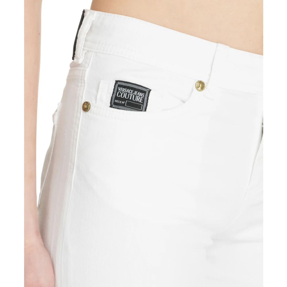 Versace Jeans Couture Logo Emblem Flared Jeans White Dames