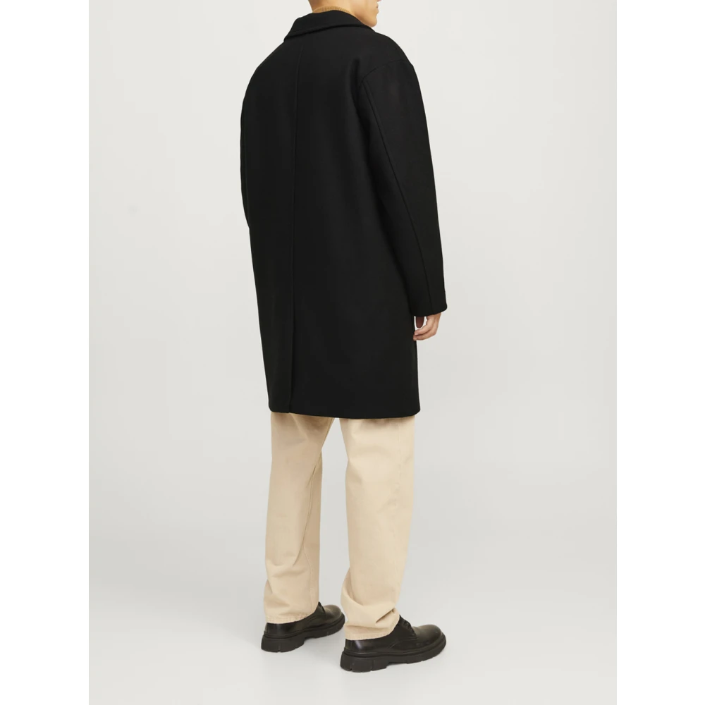 jack & jones Elegante Zwarte Wollen Jas Black Heren