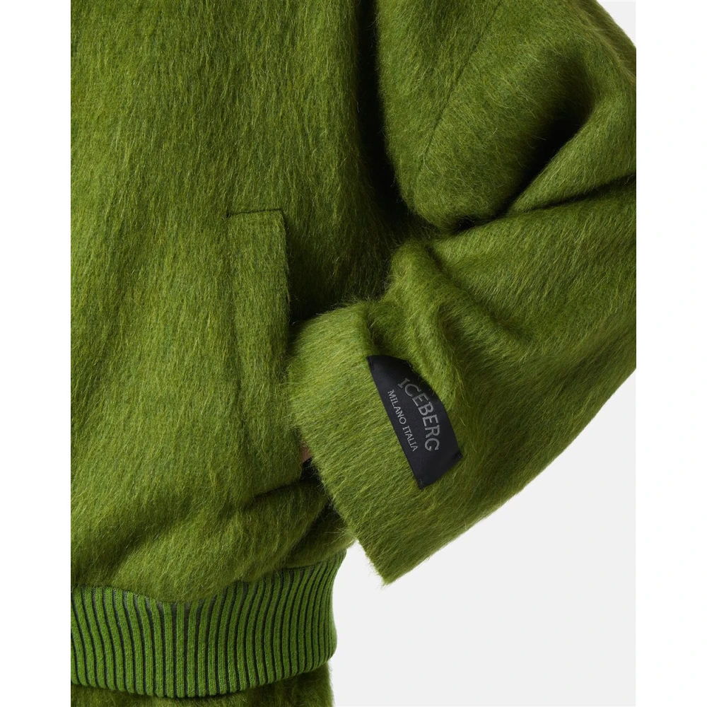 Iceberg Hoge hals jas in fluweelstof Green Dames