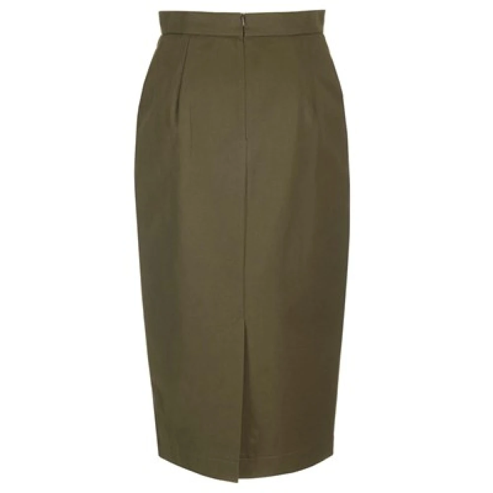 Max Mara Canvas Pencilrok met Achtersplit Green Dames