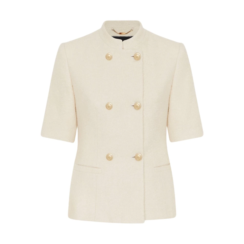 Kiton Luxe Double-Breasted Cashmere Zijden Blazer Beige Dames