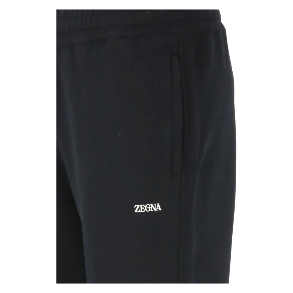 Ermenegildo Zegna Zwarte Katoenen Broek met Elastische Taille Black Heren
