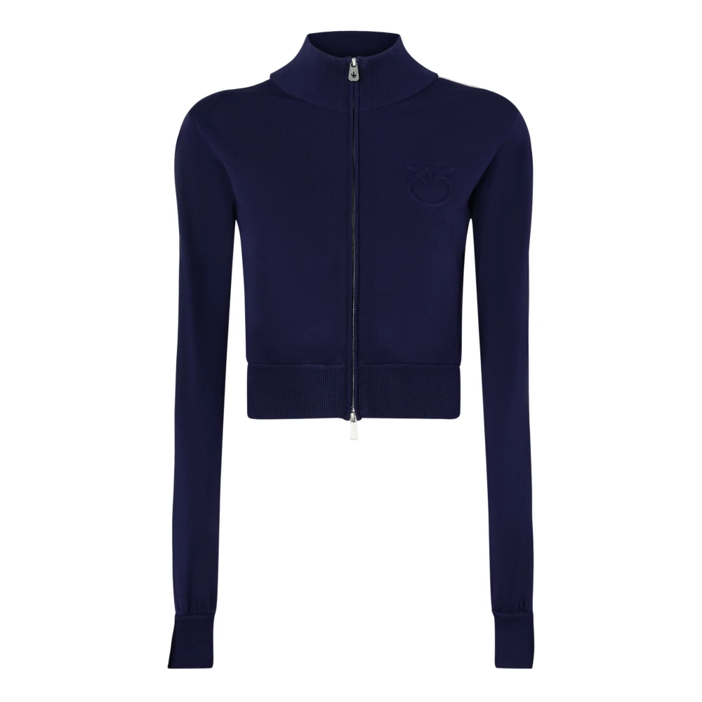Pinko Blauwe Love Birds Cropped Sweater Blue Dames