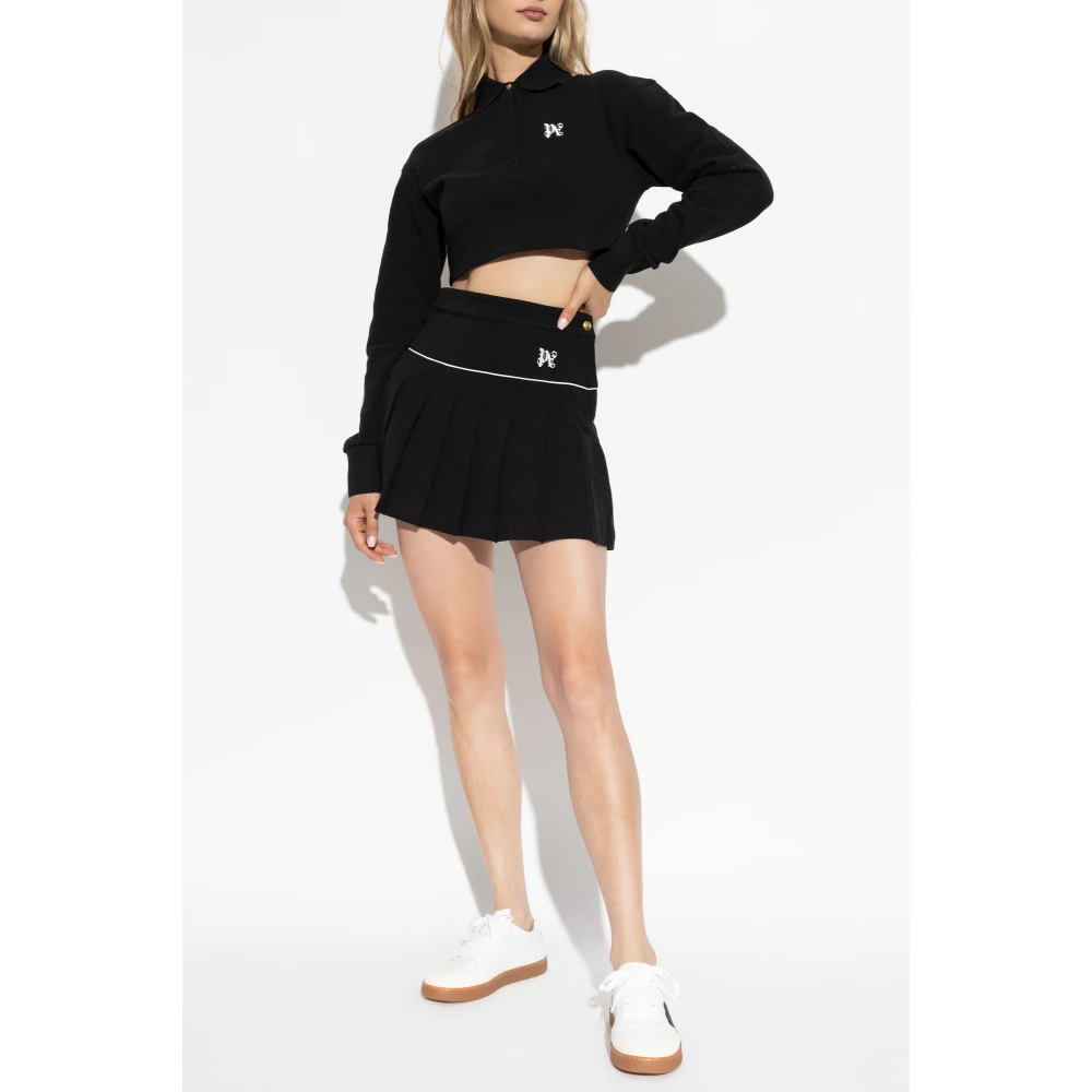 Palm Angels Korte Polo Top Black Dames