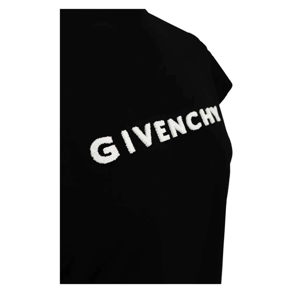 Givenchy Zwart T-shirt met Handtekening Logo Black Heren