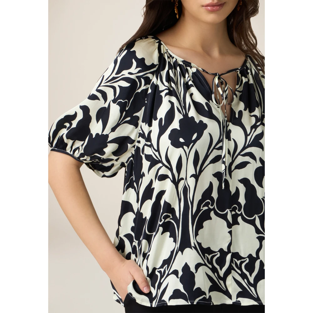Oltre Satin blouse met bloemenpatroon Multicolor Dames