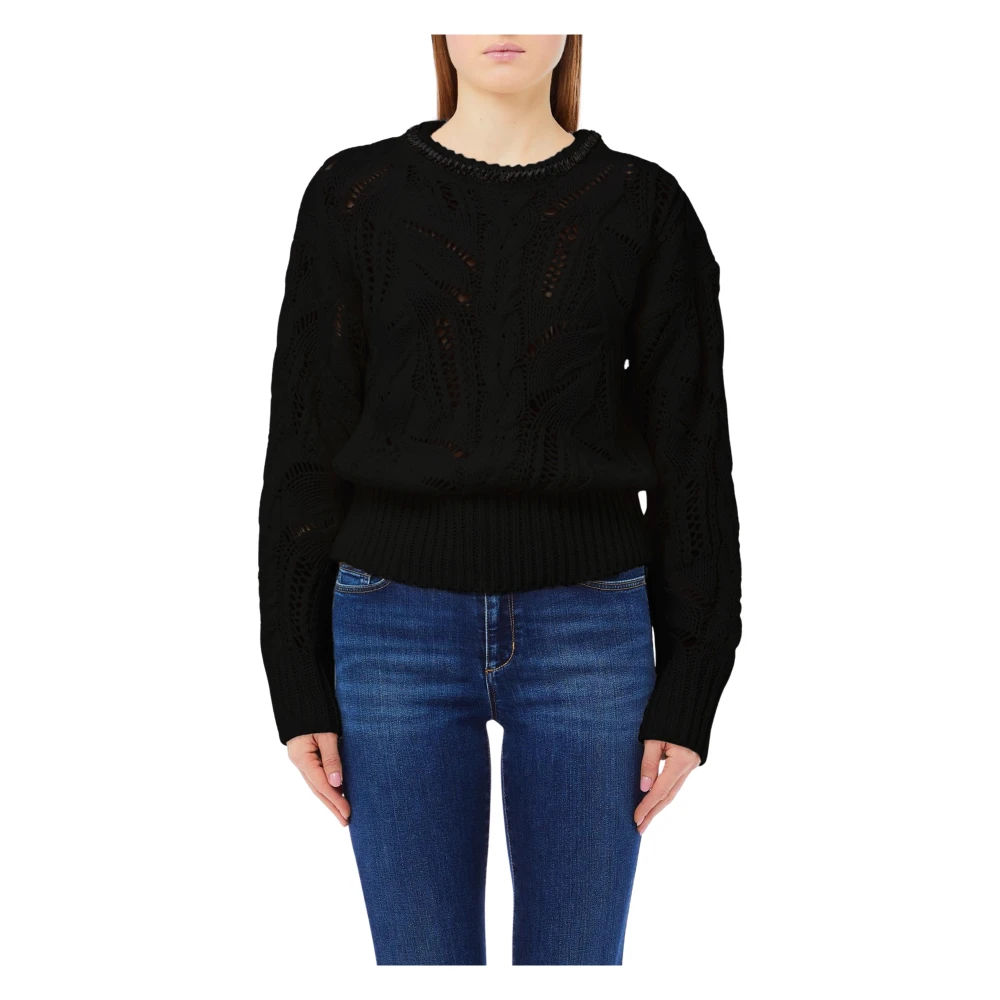 Liu Jo Vrouw Zwart Truien & Vesten Dames, L, Katoen, Stijlvolle Sweaters Voor En